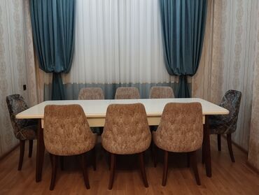 usaq stol stulu: Для гостиной, Б/у, Раскладной, Прямоугольный стол, 8 стульев, Турция