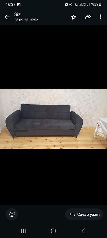 диван кресло: Tünd boz rəngdə, minimalist dizaynlı 3 nəfərlik divan. - Yumşaq — 1