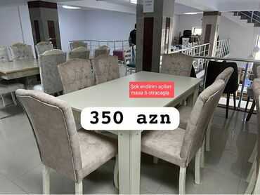 Masa və oturacaq dəstləri: Qonaq otağı üçün, Yeni, Açılmayan, Dördbucaq masa, 6 stul — 10