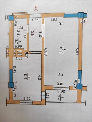 Батирлер: 1 бөлмө, 42 м², КМУ Элитка, 8 кабат, Евро оңдоо — 10