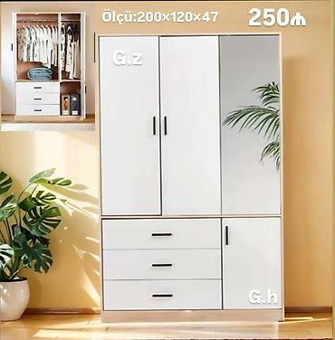 qarderob modelleri: Üç qapılı paltarsaxlama dolabı – güzgülü model - Ölçü: 200×120×47 sm — 1