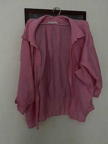 oversize: Qadın köynəyi – açıq çəhrayı, nazik və yüngül parça - Stil — 1
