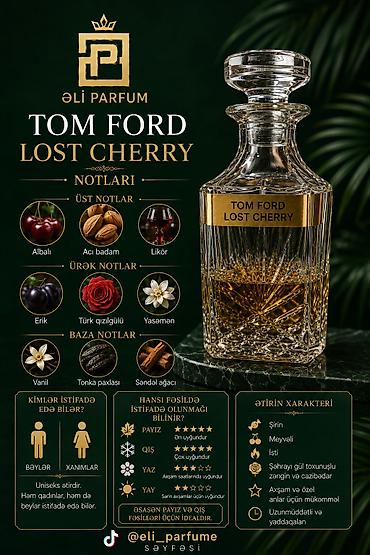 lush cherry perfume: Tom Ford Lost Cherry – uniseks ətir Notlar: - Üst notlar: albalı, acı — 1