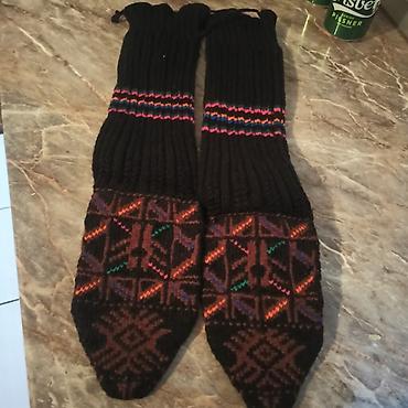 Čarape: Ručno pletene vunene čarape – opanci/putaše sa bogatim etno motivima — 6