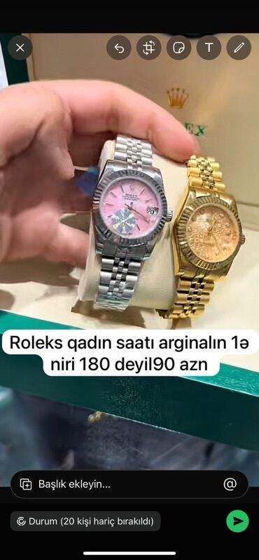 yaqut qaşlı üzük: Наручные часы, Rolex, цвет - Розовый