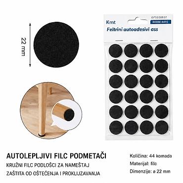 KMT Okrugli filcasti jastučić (crni) 2208837 Autolepljivi kružni filc