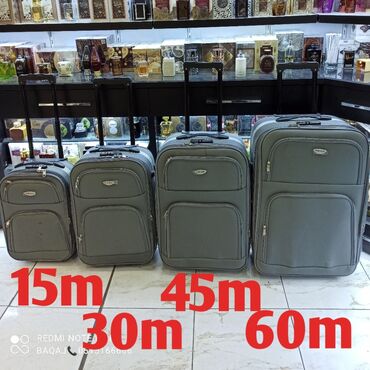 suitcase: XS-15azn. S-30azn. M-45azn. L-60azn Çamadan 4ölçüdədir.Yalnız bu rəng