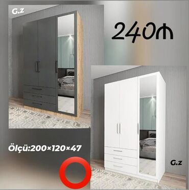 Bitkilər: Yeni, Açılan, 3 qapılı Qarderob, paltar dolabı