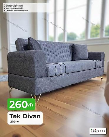 Divanlar: Tək divan – 210 sm - Mexanizm: açılan, bazalı (yataq funksiyalı və — 1