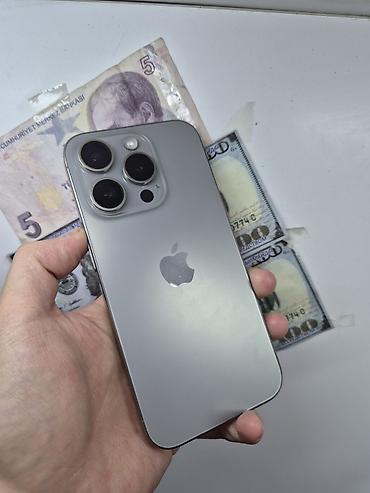 IPhone 15 Pro, Б/у, 512 ГБ, Natural Titanium, Защитное стекло, В рассрочку, 95 %
