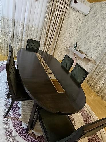 Oval formal masa və 4 stul dəsti - Dizayn: Oval formalı, tünd ağac lalafo.az -da Oval formal masa və 4 stul dəsti - Dizayn: Oval formalı, tünd ağac