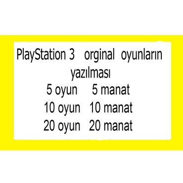 oyun puntu: PlayStation3 orginal oyunlarin yazilmasi Prowivka olunaraq yazilir bu