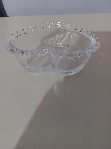 şüşe qab: Şüşə ikigözlü qəlyanaltı qabı - Material: şəffaf, qalın şüşə - Forma — 2