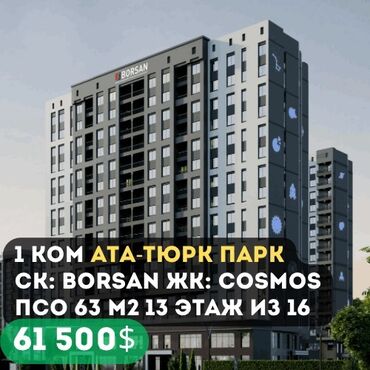 Продажа квартир: 1 комната, 63 м², Элитка, 13 этаж, ПСО (под самоотделку)