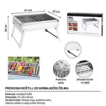 KMT Mali roštilj od nerđajućeg čelika 2406704 Prenosni BBQ roštilj od