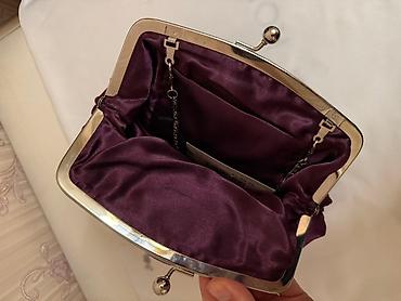 Çantalar: Bənövşəyi-sümük rəng tonlarında gecə çantası (clutch) - Material — 3