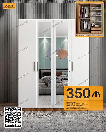 Ev və bağ: Dördkapılı geyim dolabı - Ölçülər: Dərinlik 47 sm × Hündürlük 200 sm — 1