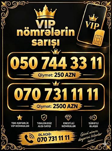 vip telekomp: VIP nömrələrin satışı - 050 744 33 11 — Qiymət: 250 AZN - 070 731 11 — 1