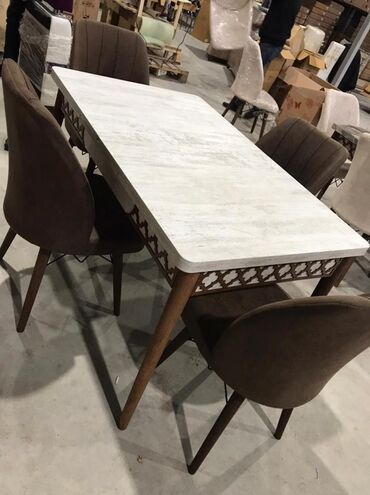 Masa və oturacaq dəstləri: Qonaq otağı üçün, Yeni, Açılan, Dördbucaq masa, 4 stul — 13