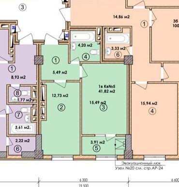 квартиры в новостройках: 1 комната, 42 м², Элитка, 6 этаж, ПСО (под самоотделку)