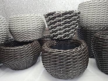 Горшки для растений: Плетёные кашпо для растений - Материал: синтетический ротанг — 6