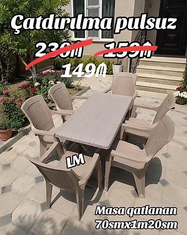 stol demir: Plastik bağ-teras dəsti Tərkib: - 1 ədəd qatlanan masa (70 sm x 1 m — 1