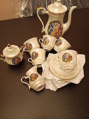 nimçə: Çay dəsti, rəng - Ağ, Farfor — 1