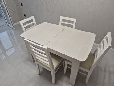 Stullar: Mətbəx üçün, İşlənmiş, Açılan, Dördbucaq masa, 4 stul