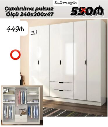 seyfi qapılar: Yeni, Açılan, 6 qapı Qarderob, paltar dolabı