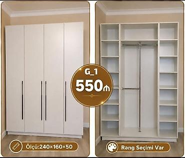 qarderob modelleri: Model: G_1 qarderob dolabı Ölçü: 240 × 160 × 50 sm Xüsusiyyətlər: - — 1