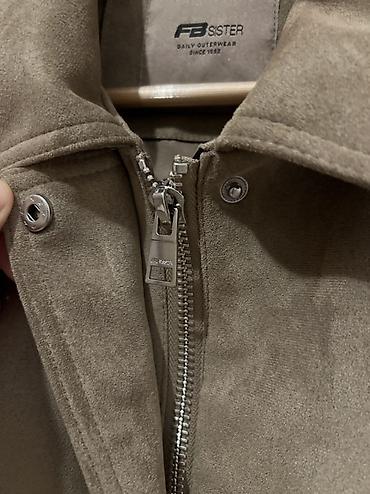 oversize jaket: FB Sister qadın üçün gündəlik üst geyimi – zeytun-yaşıl rəngli süet — 3