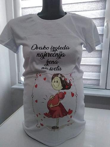 Majice kratkih rukava: Trudničke bele majice sa štampom – udobne i duhovite. Model kratki — 5