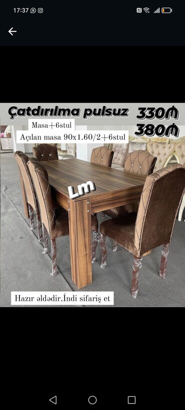 Masa və oturacaq dəstləri: Qonaq otağı üçün, Yeni, Açılan, Dördbucaq masa, 6 stul -da lalafo.az — 20 Masa və oturacaq dəstləri: Qonaq otağı üçün, Yeni, Açılan, Dördbucaq masa, 6 stul — 20