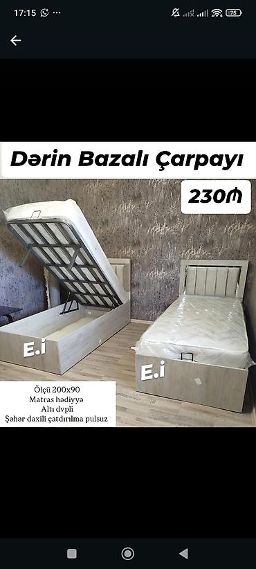 Dərin bazalı çarpayı – 230₼ - Ölçü: 200×90 sm - Dərin bazalı saxlama