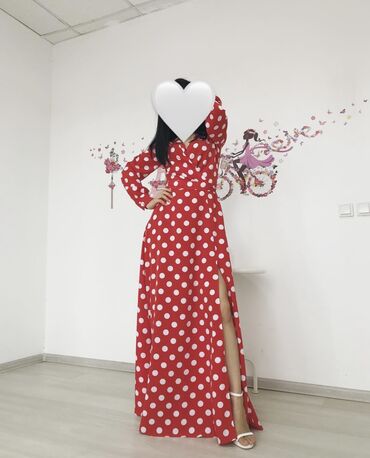 платье в горошек большого размера: Повседневное платье, Лето, Длинная модель, S (EU 36)