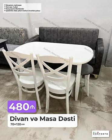 Divan və masa dəstləri: Divan və Masa Dəsti – 70×120 sm - Komplekt: 1 divan, 1 masa, 2 ədəd — 1