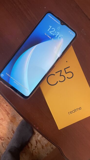 Realme: Realme C35, Б/у, 128 ГБ, цвет - Черный, 2 SIM