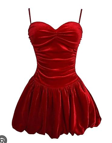 Haljine: Baršunasta mini haljina sa bretelama – srcoliki dekolte - Materijal — 2