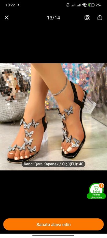 Digər ayaqqabılar: Qadın sandal – Qara Kəpənək (EU 40) - Rəng: qara - Ölçü: EU 40 -