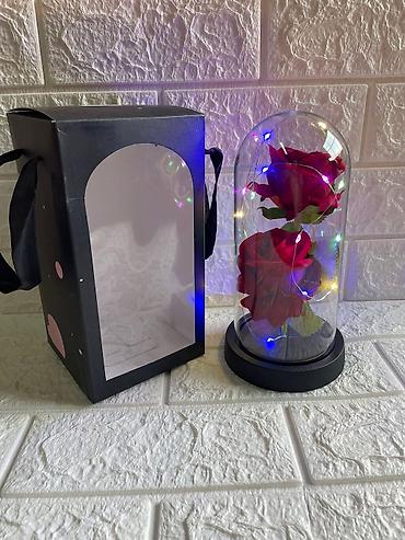 Praznična dekoracija: Večna ruža u staklenom zvonu sa led lampicom 🌹✨ čarobna ruža u — 4