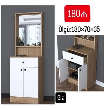 acarlı dolab: Güzgülü dəhliz dolabı – çoxfunksiyalı saxlama həlli - Ölçü: 180×70×35 — 1