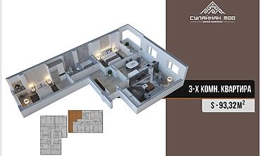 квартира новостройка: Сдан, 3 комнаты, 93 м² — 1