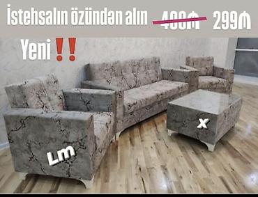 divan xirdalan: Qonaq otağı dəstı – divan, 2 kreslo və jurnal masası - Üslub: mərmər — 1