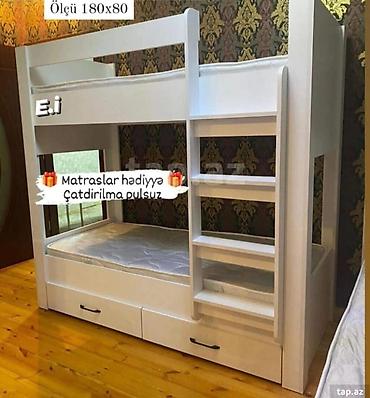 usaq kravatlari instagram: İki mərtəbəli uşaq çarpayısı - Ölçü: 180x80 - Rəng: ağ - Kompakt — 1