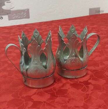 Armudu stəkanlar: Armudu stəkanlar, rəng - Gümüşü, 2 ədədli dəst, SSRİ — 7