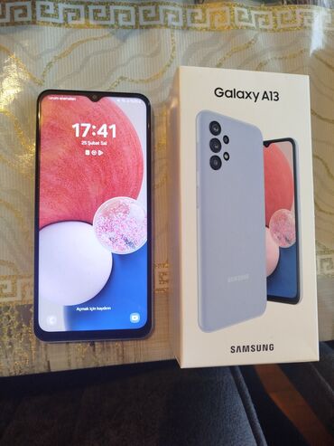 28 may telefon aksesuarları: Samsung Galaxy A13, 128 GB, rəng - Göy, İki sim kartlı, Face ID