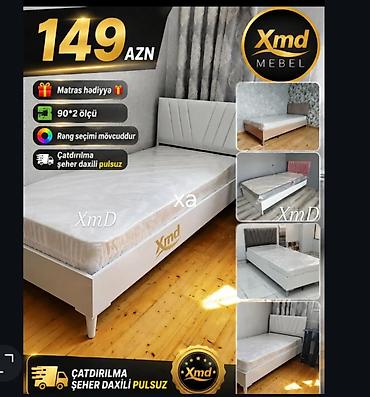 masalli mebel: Tək nəfərlik çarpayı – Xmd Mebel - Ölçü: 90×200 sm - Matras hədiyyə — 1