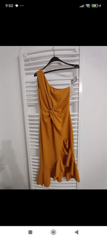 najnoviji modeli haljina: S (EU 36), M (EU 38), L (EU 40), color - Yellow, Other style, Other sleeves