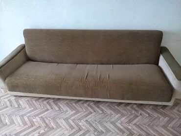 продаю диван бу: Прямой диван, цвет - Бежевый, Б/у