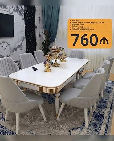 bal qiymetleri: Qonaq otağı üçün, Yeni, Açılan, Dördbucaq masa, 8 stul — 1